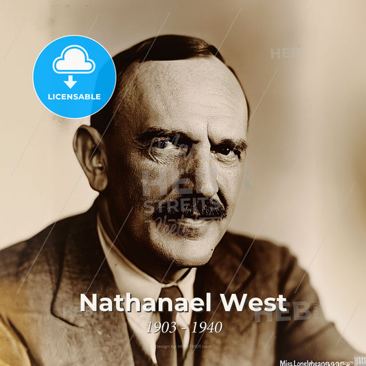 Nathanael West, 1903 - 1940, American writer - A Man With A Mustache Print Template