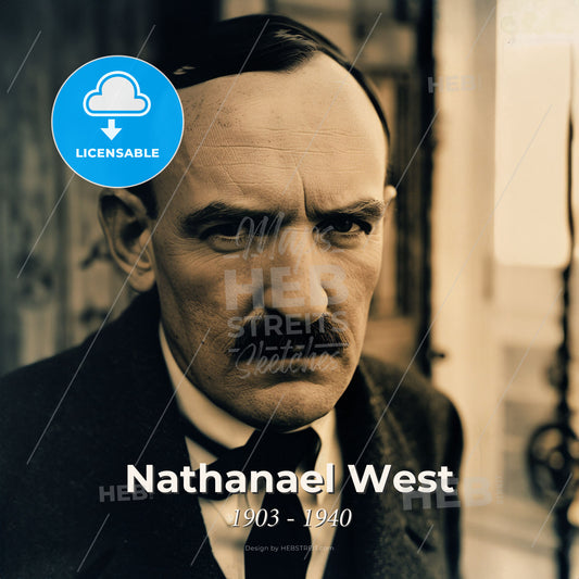 Nathanael West, 1903 - 1940, American writer - A Man With A Mustache Print Template