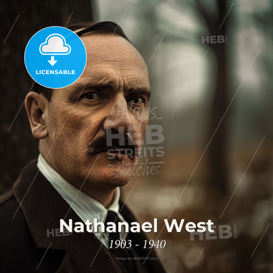 Nathanael West, 1903 - 1940, American writer - A Man With A Mustache Print Template