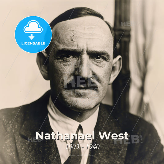 Nathanael West, 1903 - 1940, American writer - A Man With A Mustache Print Template