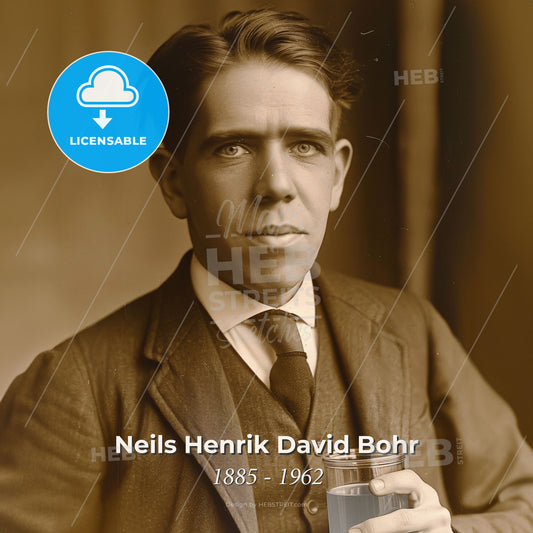 Neils Henrik David Bohr, 1885 - 1962, Danish physicist - A Man Holding A Glass Of Liquid Print Template