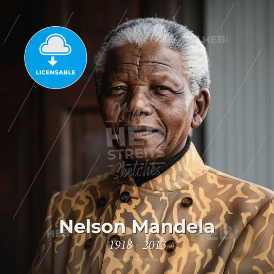 Nelson Mandela, 1918 - 2013, South African anti-apartheid revolutionary - A Man In A Brown Jacket Print Template