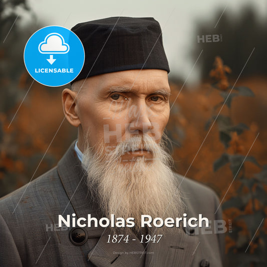 Nicholas Roerich, 1874 - 1947, Russian painter and spiritual teacher - A Man With A Long Beard Print Template