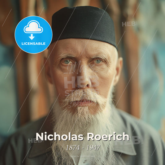 Nicholas Roerich, 1874 - 1947, Russian painter and spiritual teacher - A Man With A White Beard And Black Hat Print Template