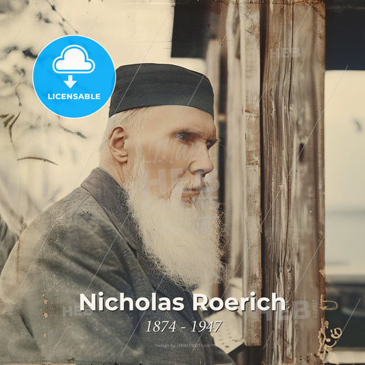 Nicholas Roerich, 1874 - 1947, Russian painter and spiritual teacher - A Man With A Long White Beard Print Template