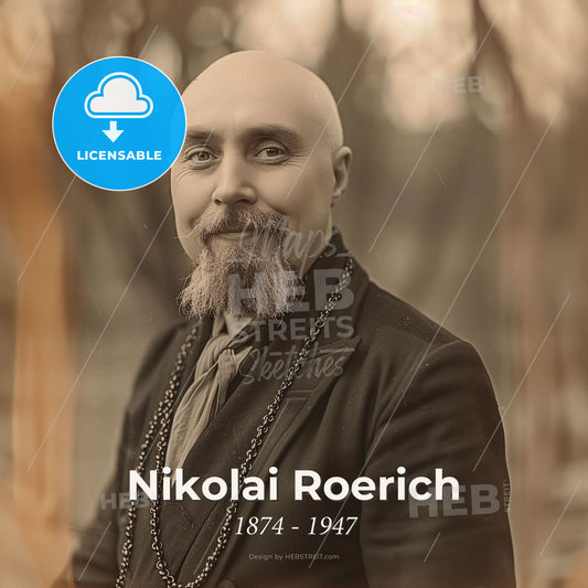 Nikolai Roerich, 1874 - 1947, Russian painter and philosopher - A Man With A Beard And Mustache Print Template