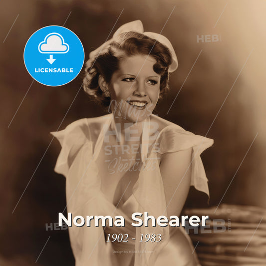 Norma Shearer, 1902 - 1983, Canadian-American actress - A Woman In A White Dress Print Template