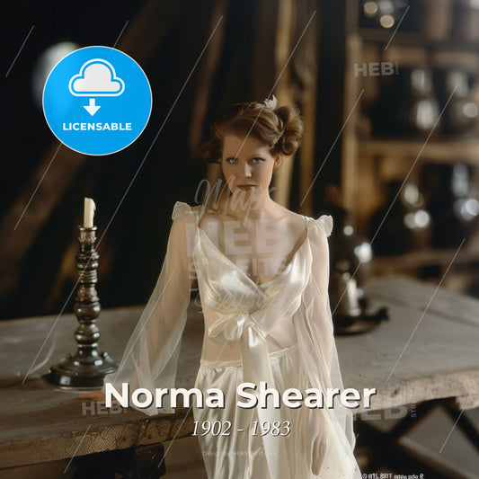 Norma Shearer, 1902 - 1983, Canadian-American actress - A Woman In A White Dress Print Template