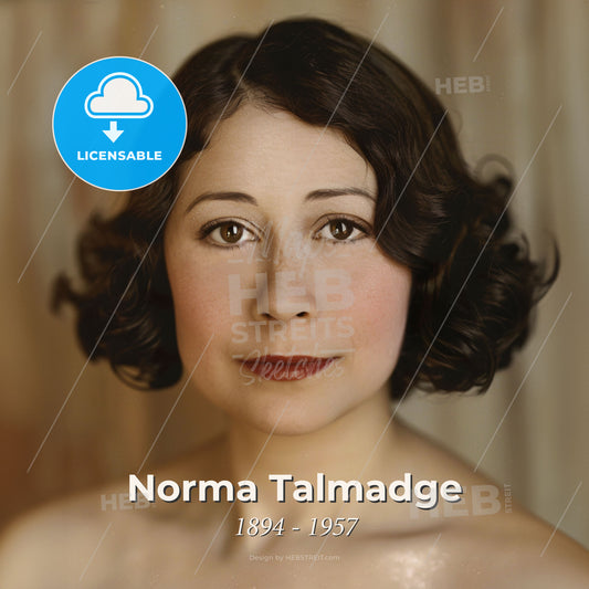 Norma Talmadge, 1894 - 1957, American actress - A Woman With Short Hair And Red Lipstick Print Template