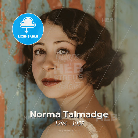 Norma Talmadge, 1894 - 1957, American actress - A Woman With Short Hair And Red Lipstick Print Template