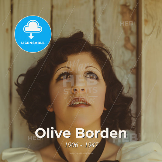 Olive Borden, 1906 - 1947, American actress - A Woman Looking Up With A Black Ribbon Around Her Neck Print Template