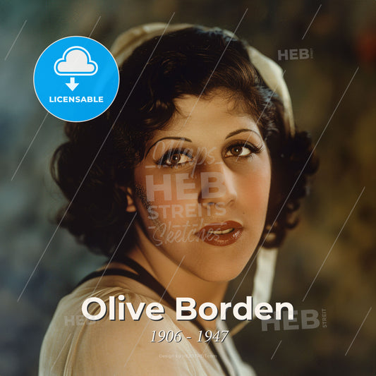 Olive Borden, 1906 - 1947, American actress - A Woman With Dark Hair Wearing A White Dress And A White Hat Print Template