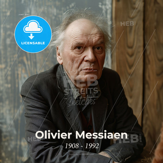 Olivier Messiaen, 1908 - 1992, French composer - A Man Sitting At A Table Print Template