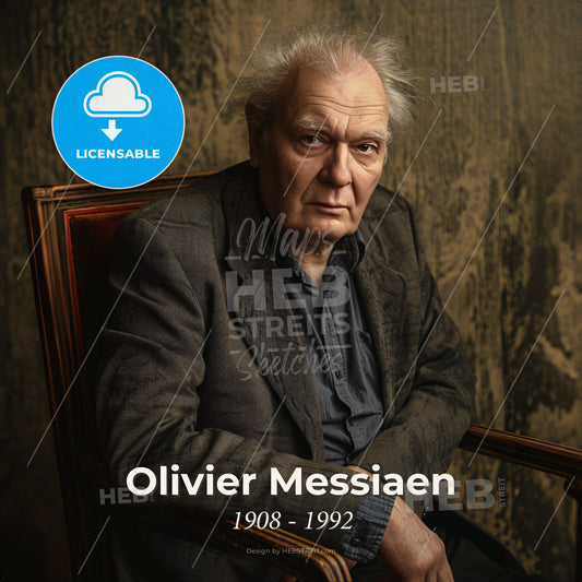 Olivier Messiaen, 1908 - 1992, French composer - A Man Sitting In A Chair Print Template