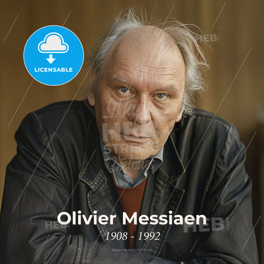 Olivier Messiaen, 1908 - 1992, French composer - A Man With Grey Hair And A Black Jacket Print Template