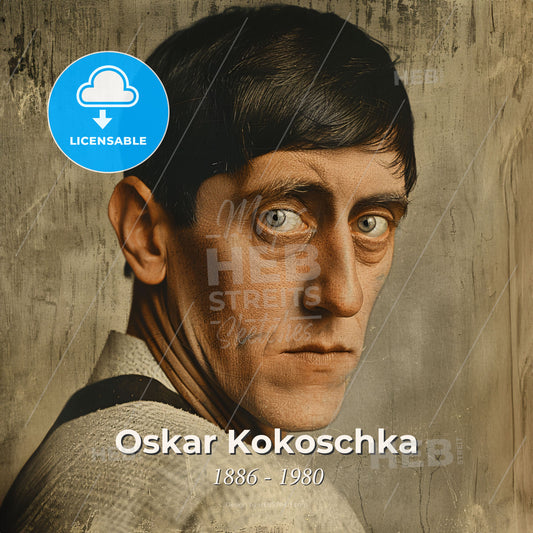 Oskar Kokoschka, 1886 - 1980, Austrian artist - A Man With A Serious Look Print Template