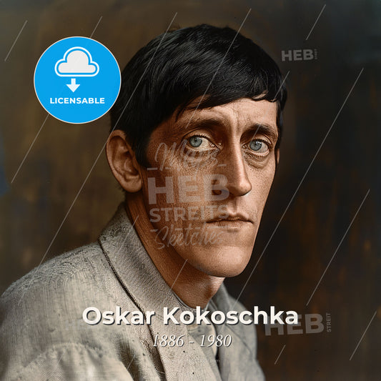 Oskar Kokoschka, 1886 - 1980, Austrian artist - A Man With Blue Eyes Print Template