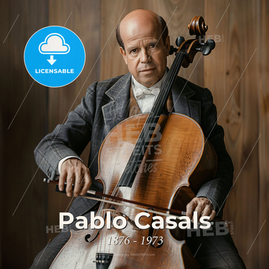 Pablo Casals, 1876 - 1973, Spanish cellist - A Man Sitting On A Chair Playing A Cello Print Template