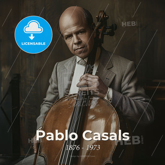Pablo Casals, 1876 - 1973, Spanish cellist - A Man Holding A Cello Print Template