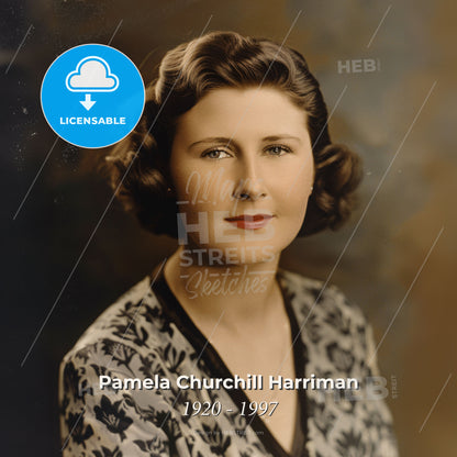 Pamela Churchill Harriman, 1920 - 1997, British-American socialite - A Woman With Short Hair Wearing A Floral Shirt Print Template