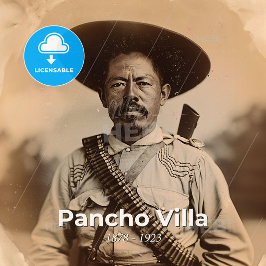 Pancho Villa, 1878 - 1923, Mexican revolutionary leader - A Man Wearing A Hat And A Belt Print Template