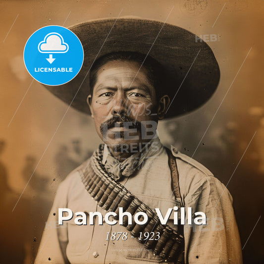 Pancho Villa, 1878 - 1923, Mexican revolutionary leader - A Man Wearing A Hat And A Belt Print Template