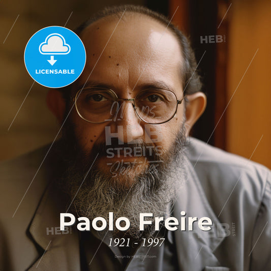 Paolo Freire, 1921 - 1997, Brazilian educator - A Man With A Beard And Glasses Print Template
