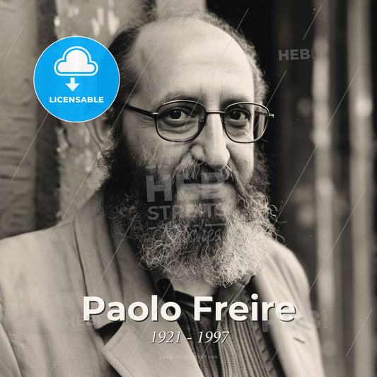 Paolo Freire, 1921 - 1997, Brazilian educator - A Man With A Beard And Glasses Print Template