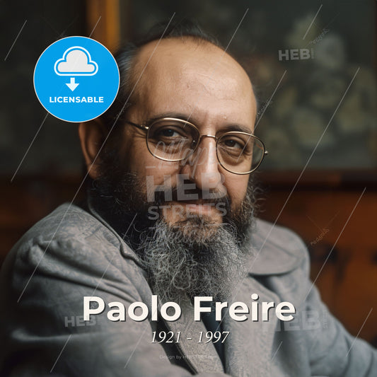 Paolo Freire, 1921 - 1997, Brazilian educator - A Man With A Beard And Glasses Print Template