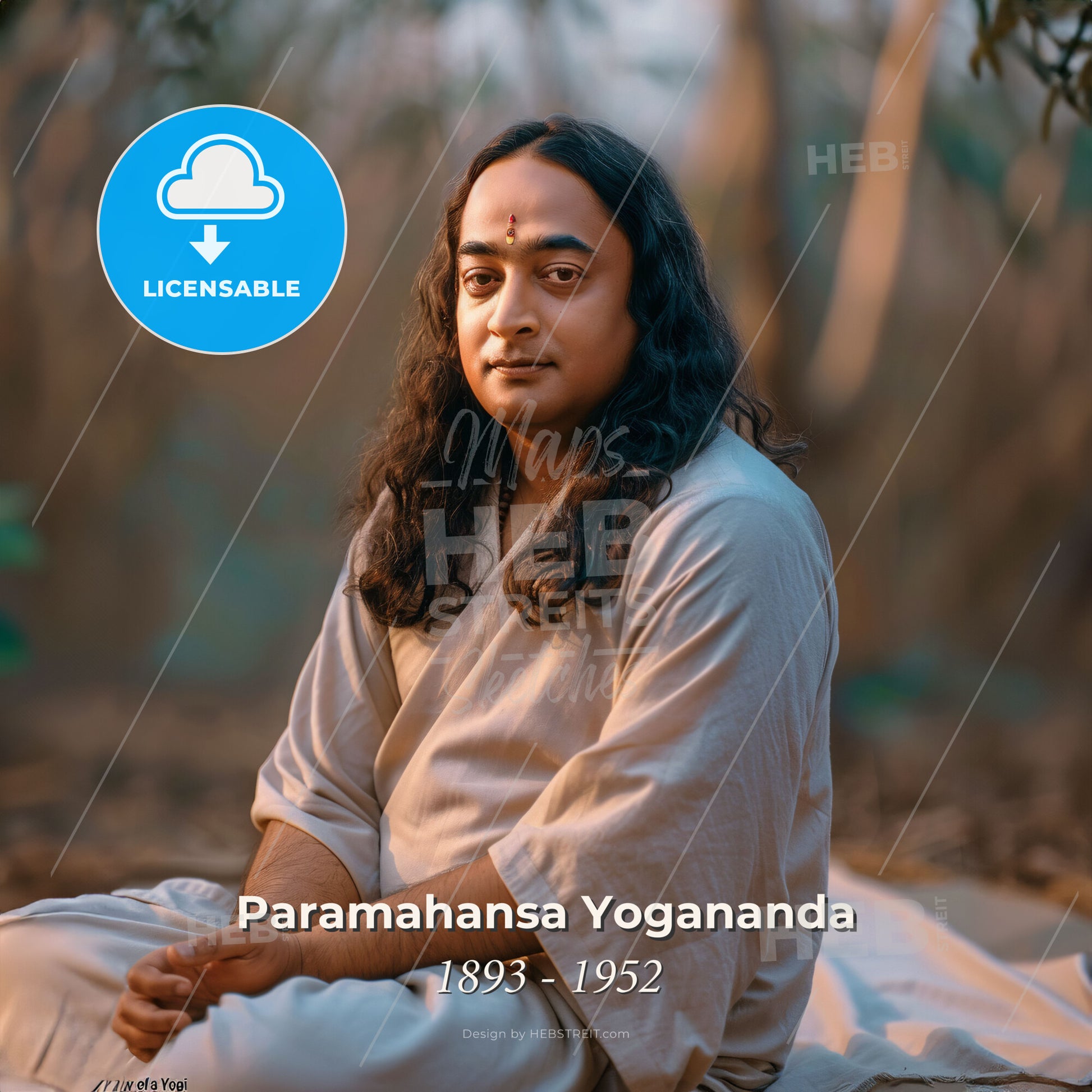 Paramahansa Yogananda, 1893 - 1952, Indian yogi and guru - A Man Sitting On The Ground Print Template