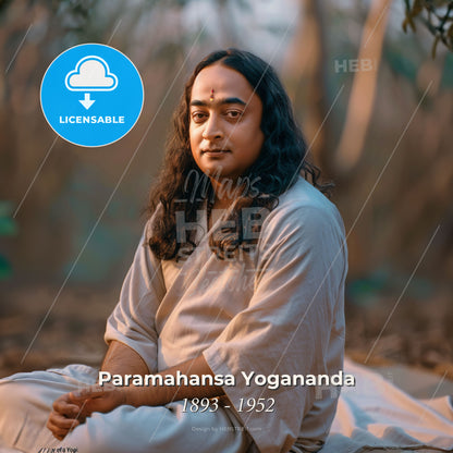 Paramahansa Yogananda, 1893 - 1952, Indian yogi and guru - A Man Sitting On The Ground Print Template