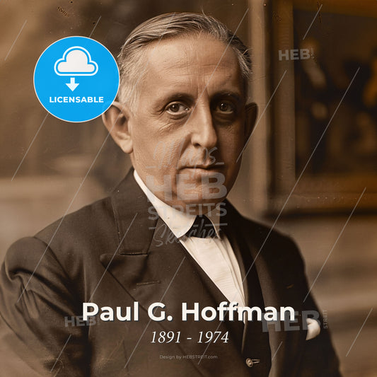 Paul G. Hoffman, 1891 - 1974, American business executive - A Man In A Suit Print Template