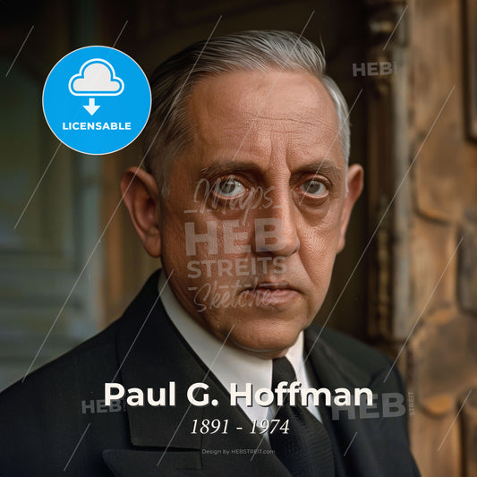 Paul G. Hoffman, 1891 - 1974, American business executive - A Man In A Suit Print Template