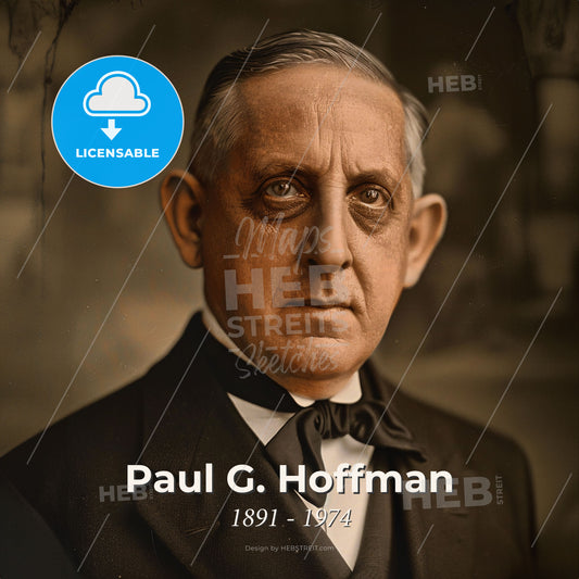 Paul G. Hoffman, 1891 - 1974, American business executive - A Man In A Suit Print Template