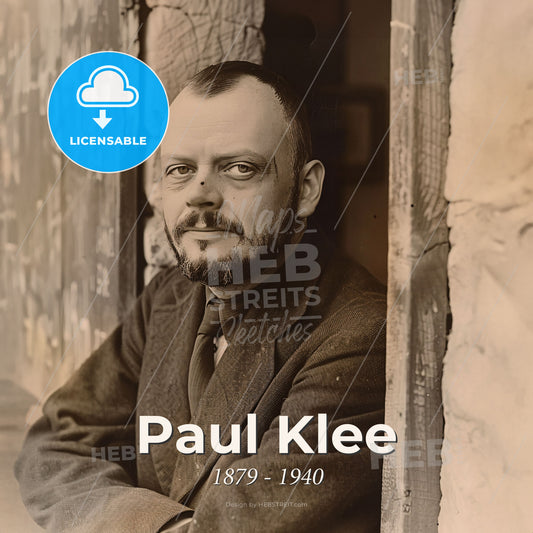 Paul Klee, 1879 - 1940, Swiss-German painter - A Man Leaning Against A Window Print Template