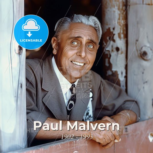 Paul Malvern, 1902 - 1993, American stuntman and producer - A Man Leaning On A Window Print Template