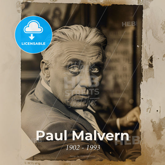 Paul Malvern, 1902 - 1993, American stuntman and producer - A Man With Grey Hair And A Suit Print Template