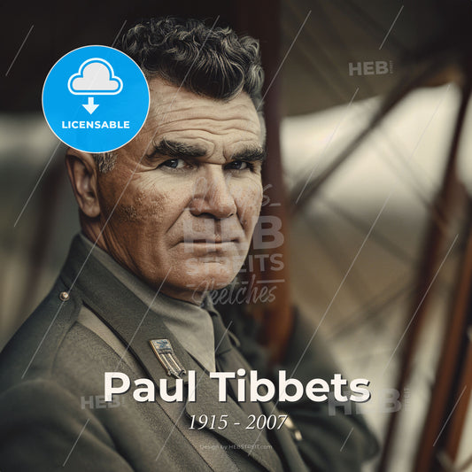 Paul Tibbets, 1915 - 2007, American pilot - A Man In A Military Uniform Print Template