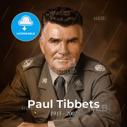 Paul Tibbets, 1915 - 2007, American pilot - A Man In A Military Uniform Print Template