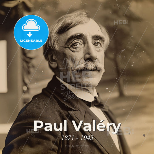 Paul Valéry, 1871 - 1945, French poet - A Man With A Mustache And A Bow Tie Print Template