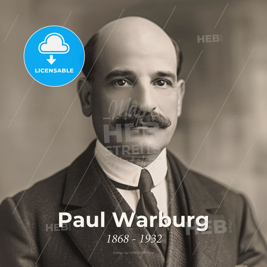 Paul Warburg, 1868 - 1932, German-American banker - A Man With A Mustache Print Template