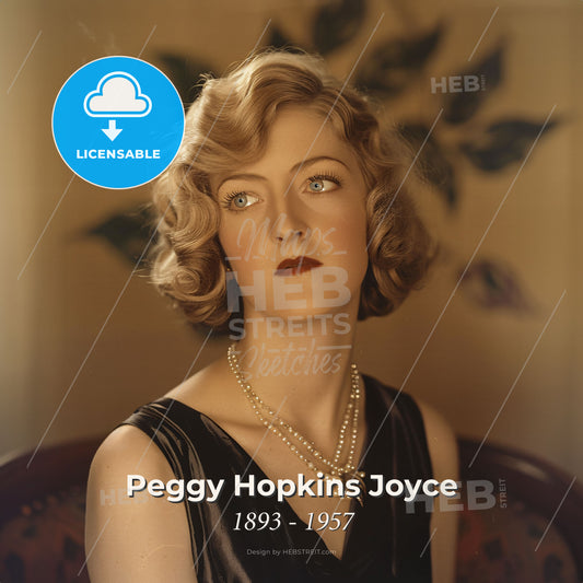 Peggy Hopkins Joyce, 1893 - 1957, American actress and socialite - A Woman In A Black Dress Print Template