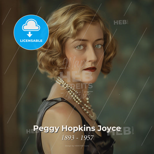 Peggy Hopkins Joyce, 1893 - 1957, American actress and socialite - A Woman With A Pearl Necklace Print Template
