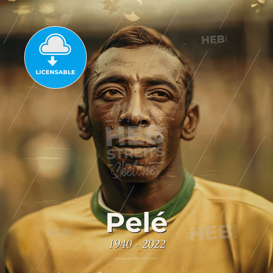Pelé, 1940 - 2022, Brazilian footballer - A Man With Wet Face Print Template