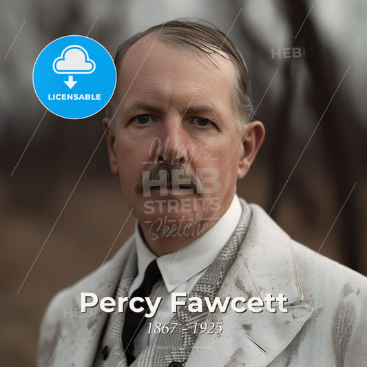 Percy Fawcett, 1867 - 1925, British explorer - A Man With A Mustache Wearing A Suit And Tie Print Template