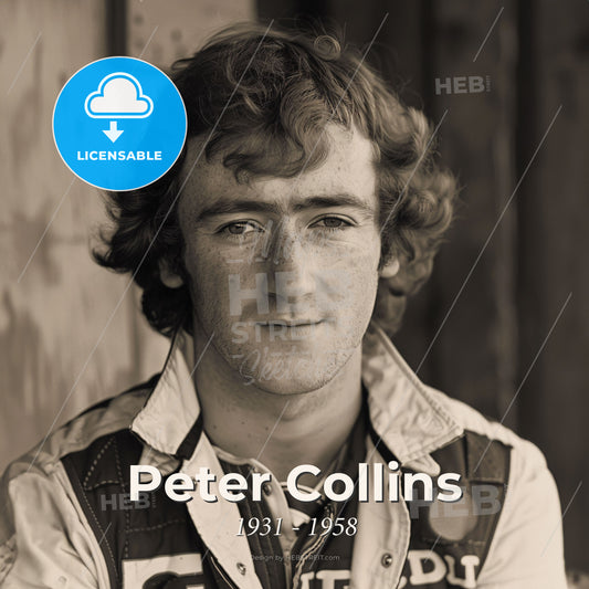 Peter Collins, 1931 - 1958, British racing driver - A Man With Curly Hair And Freckles Print Template