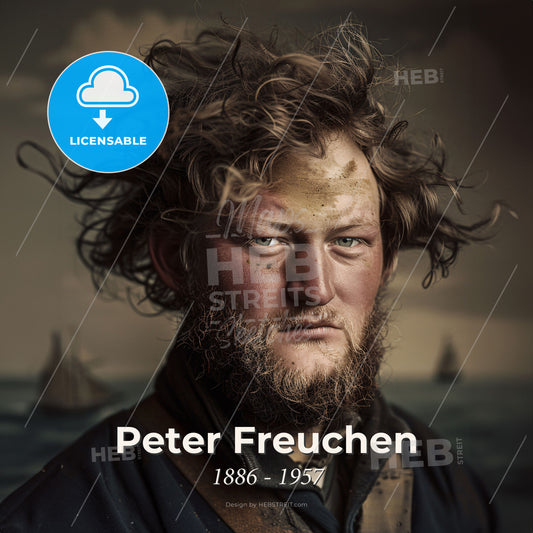Peter Freuchen, 1886 - 1957, Danish explorer - A Man With Nice Hair And A Beard Print Template