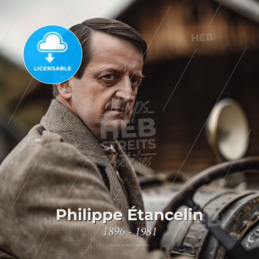 Philippe Étancelin, 1896 - 1981, French racing driver - A Man In A Suit Driving A Car Print Template