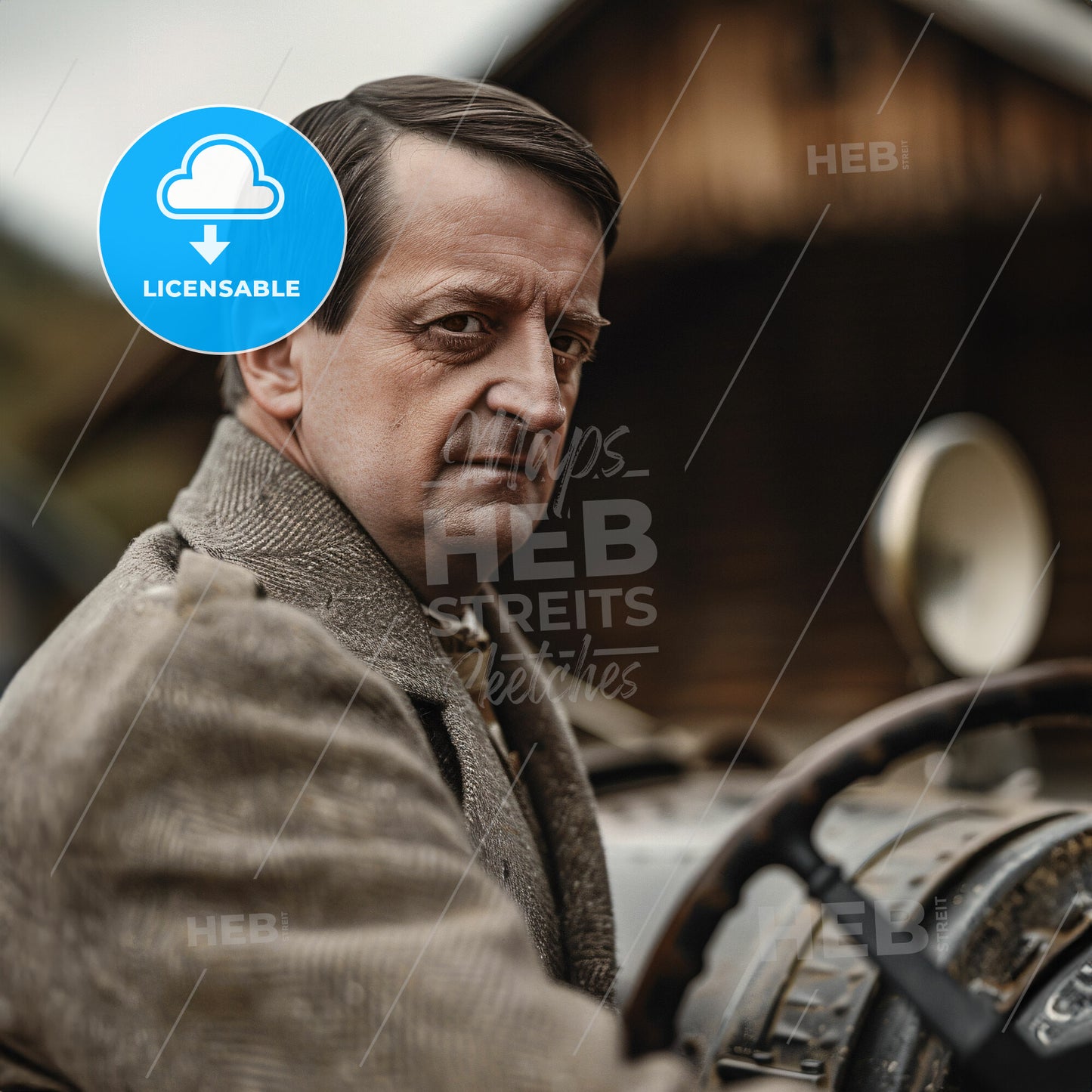 Philippe Étancelin, 1896 - 1981, French racing driver - A Man In A Suit Driving A Car