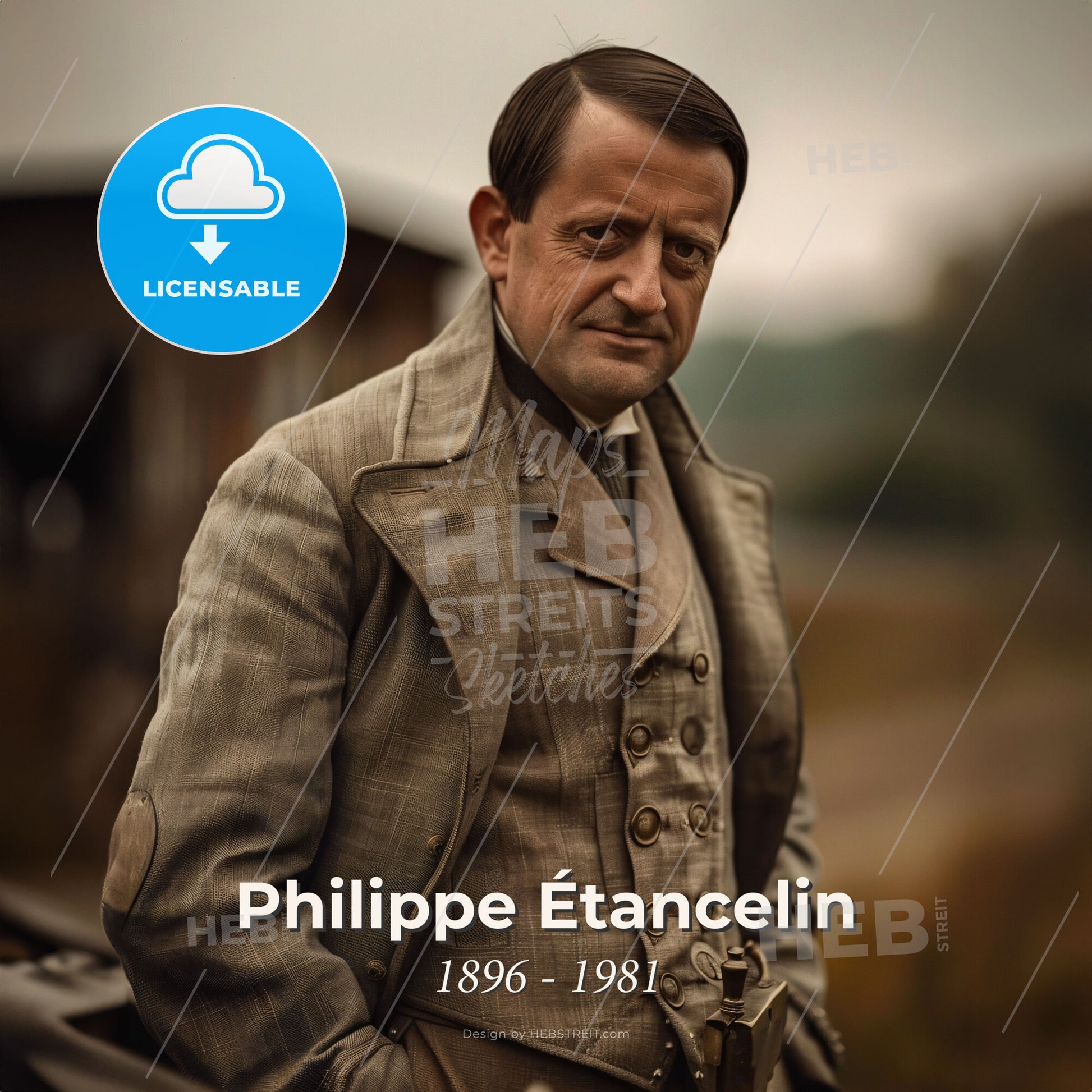 Philippe Étancelin, 1896 - 1981, French racing driver - A Man In A Suit Print Template